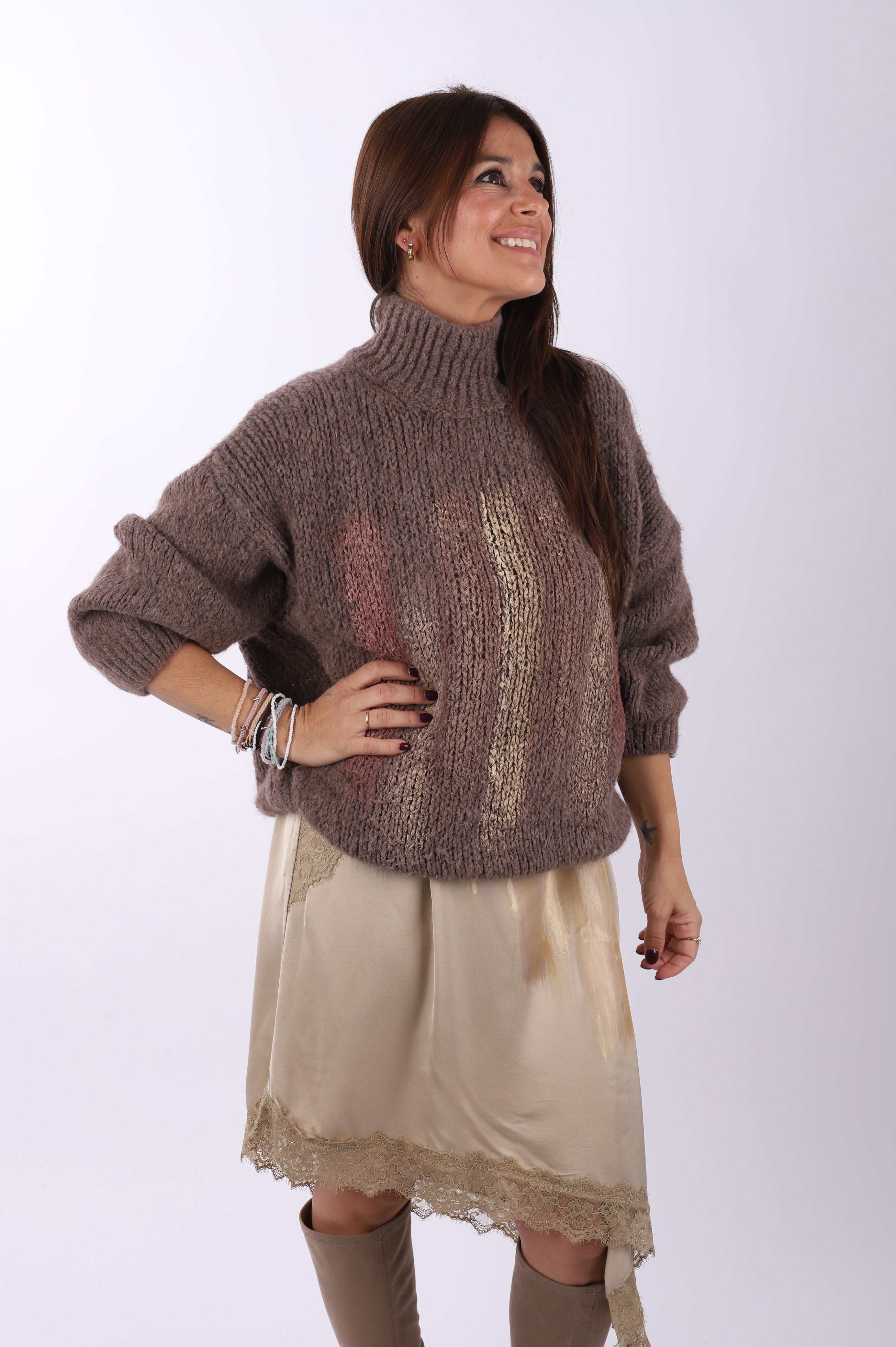 Vestido lencero asimétrico "Beige"