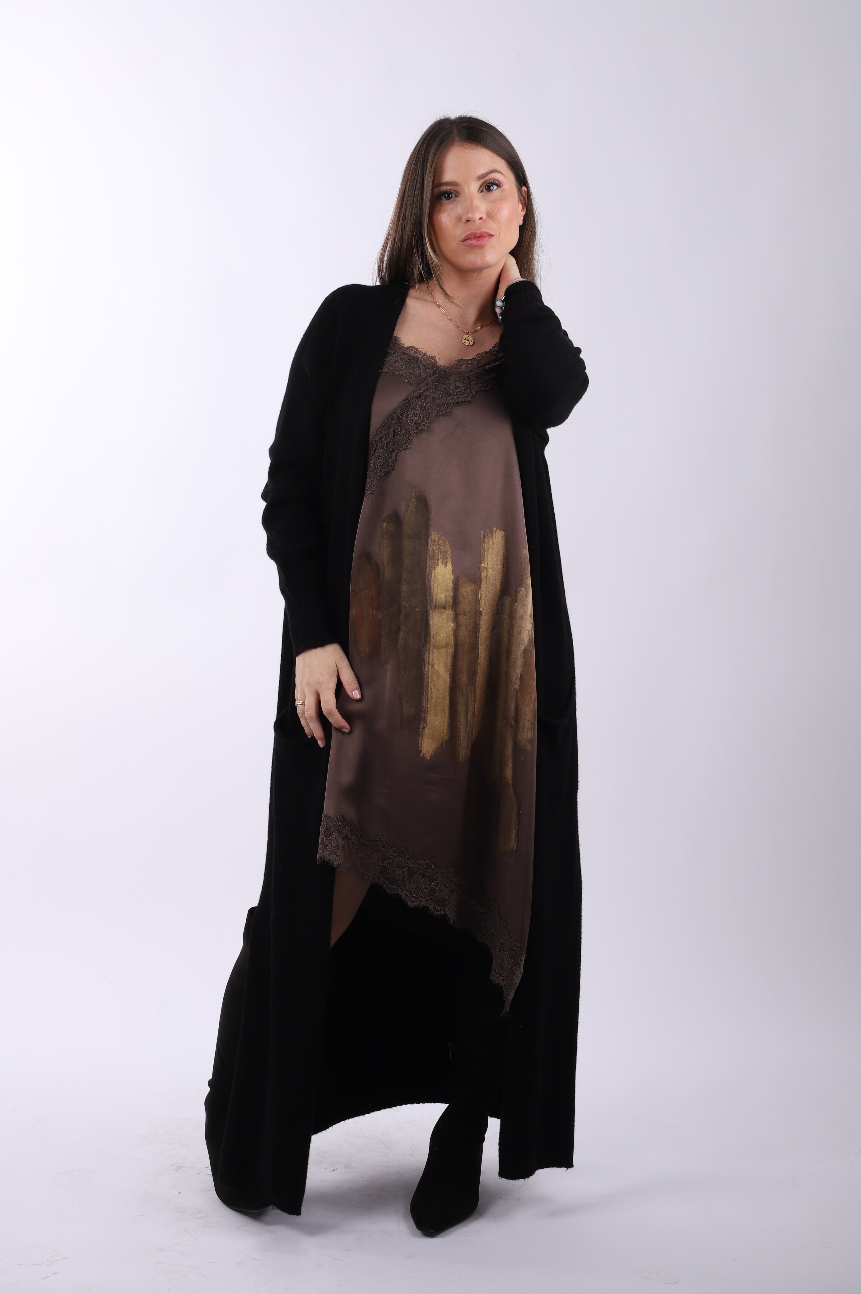 Vestido lencero asimétrico "Brown"