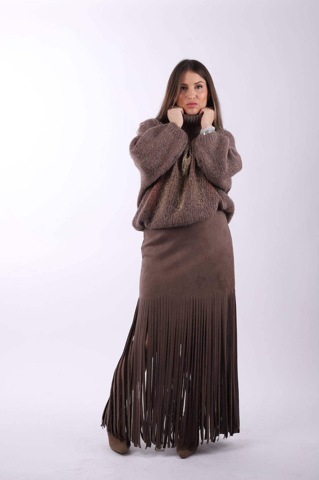 Conjunto flecos jersey "Brown"