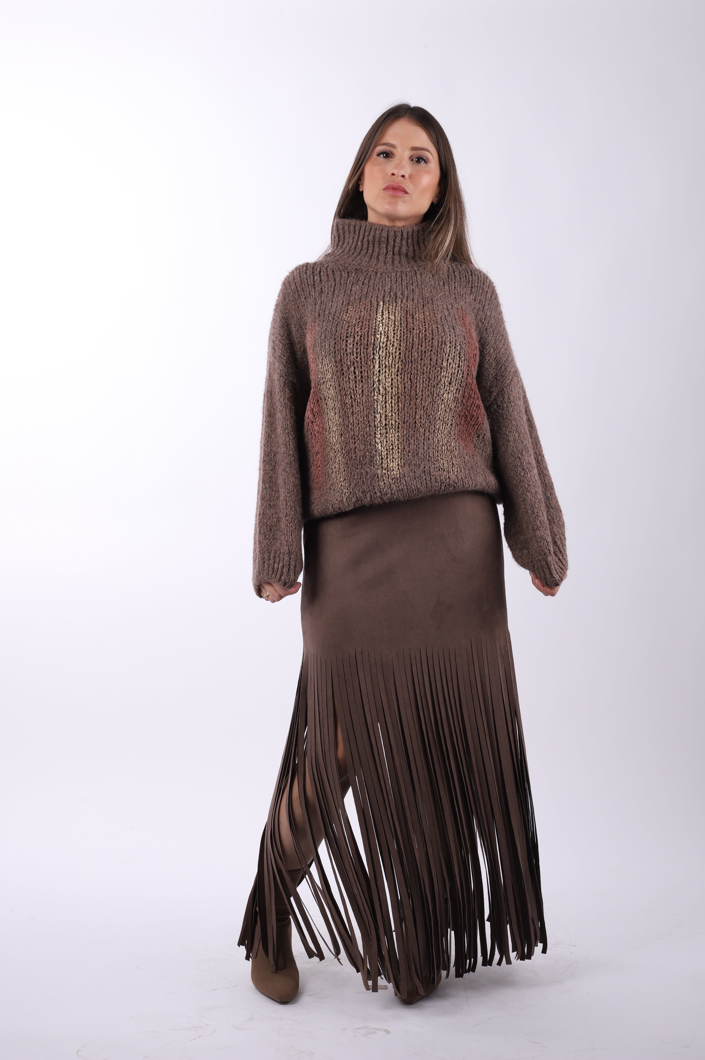 Conjunto flecos jersey "Brown"