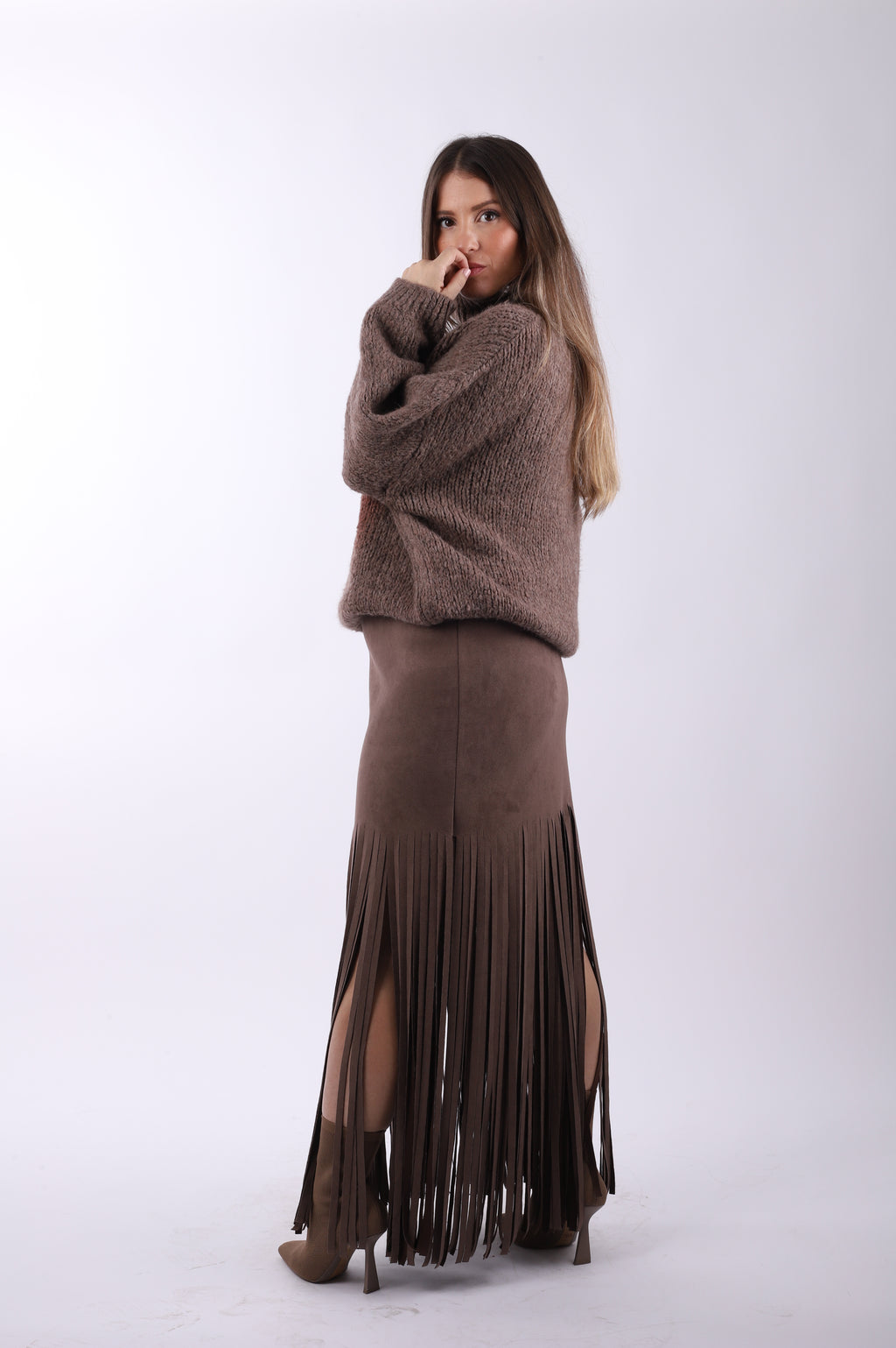 Conjunto flecos jersey "Brown"