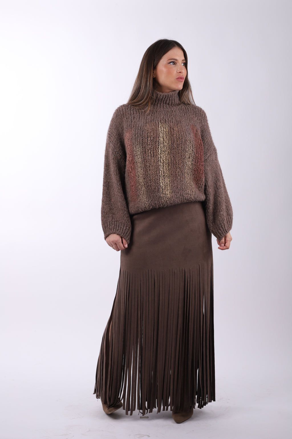 Conjunto flecos jersey "Brown"