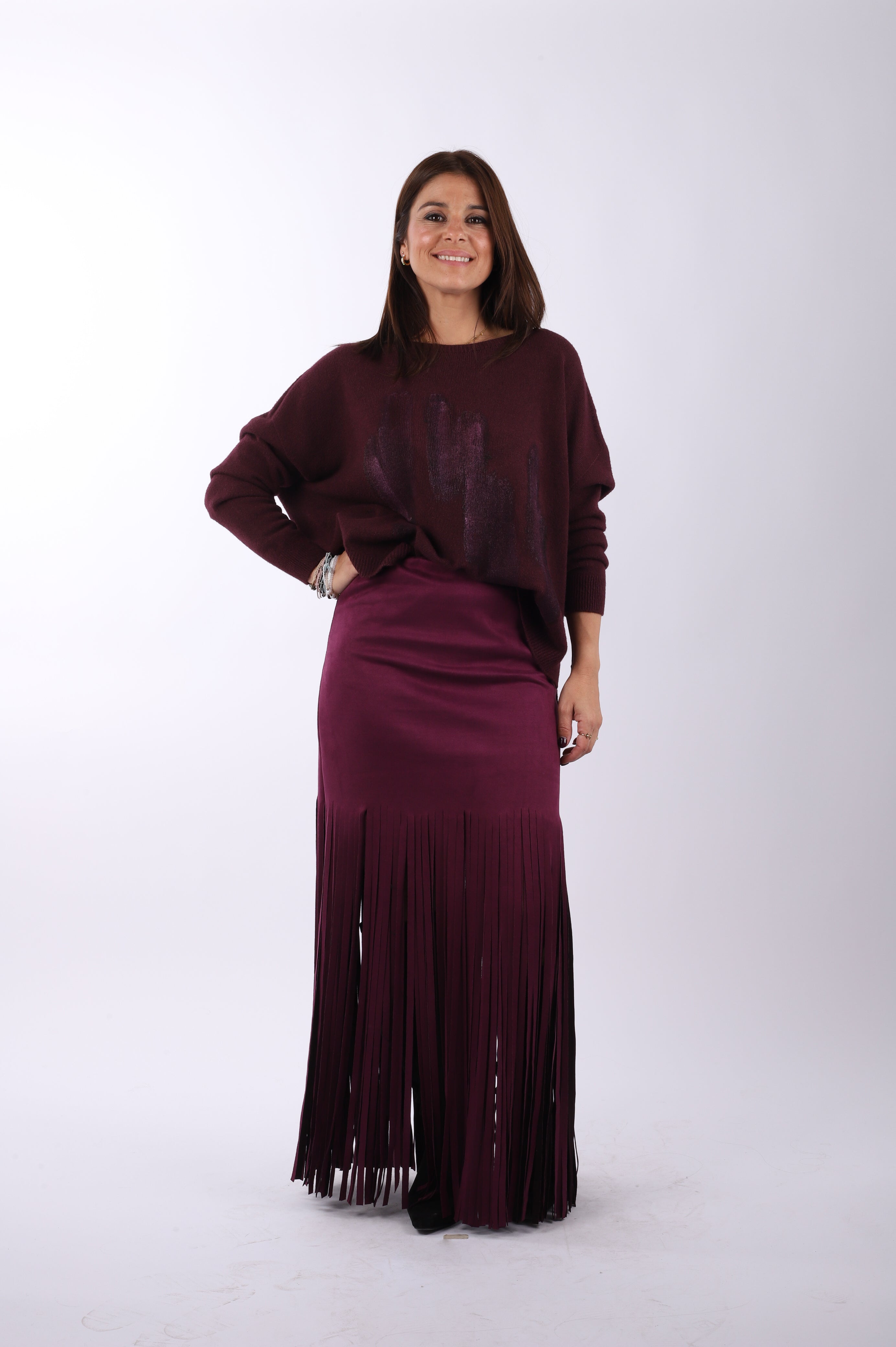 Conjunto flecos jersey "Burgundi"