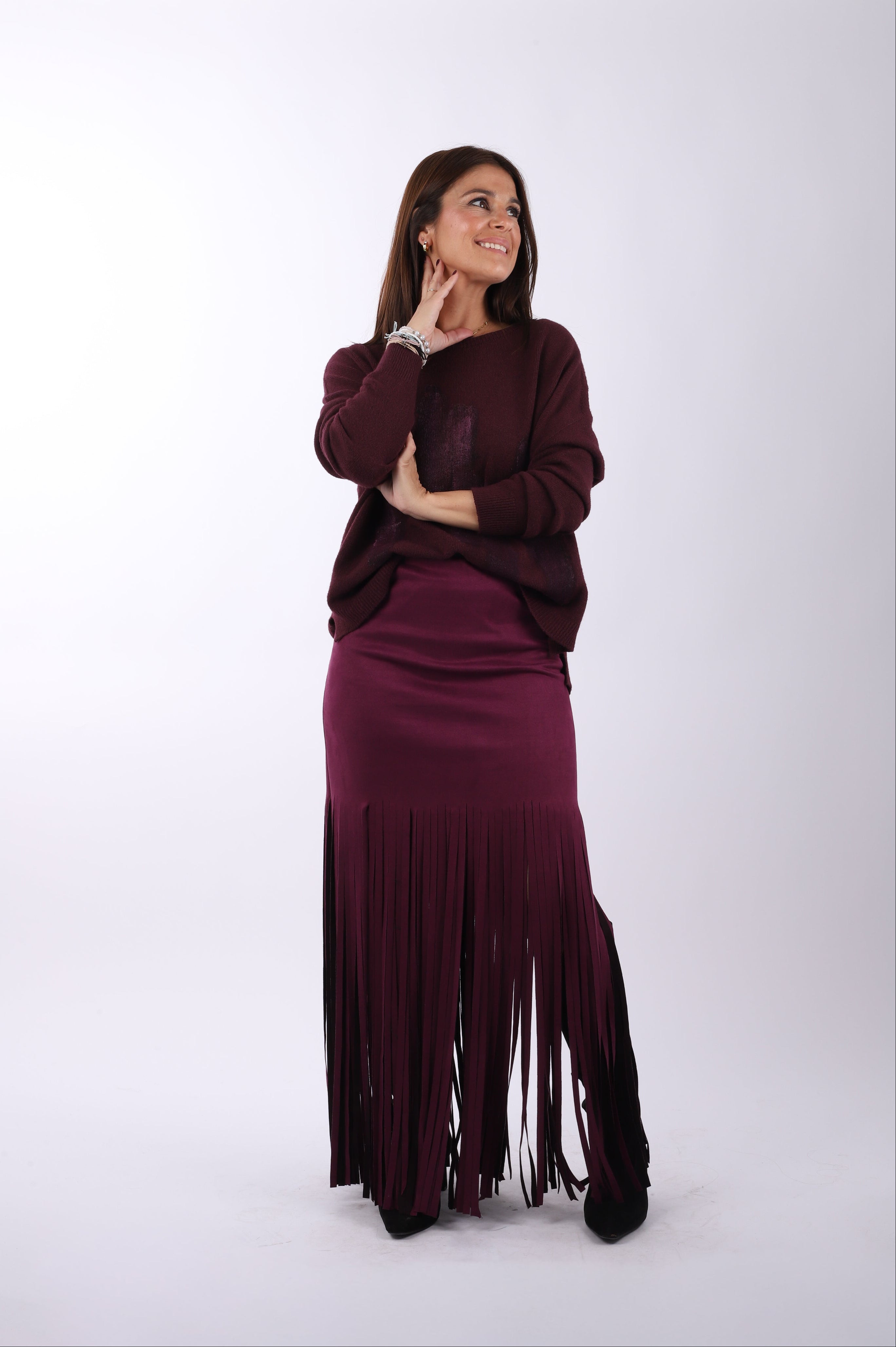 Conjunto flecos jersey "Burgundi"