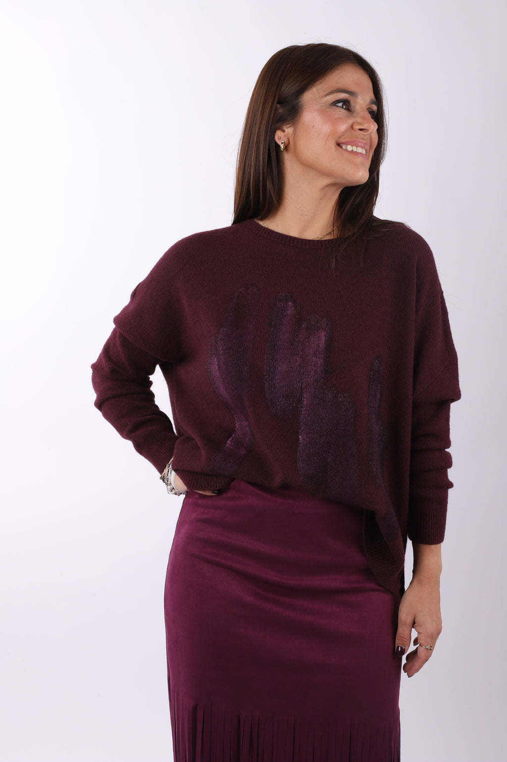 Conjunto flecos jersey "Burgundi"