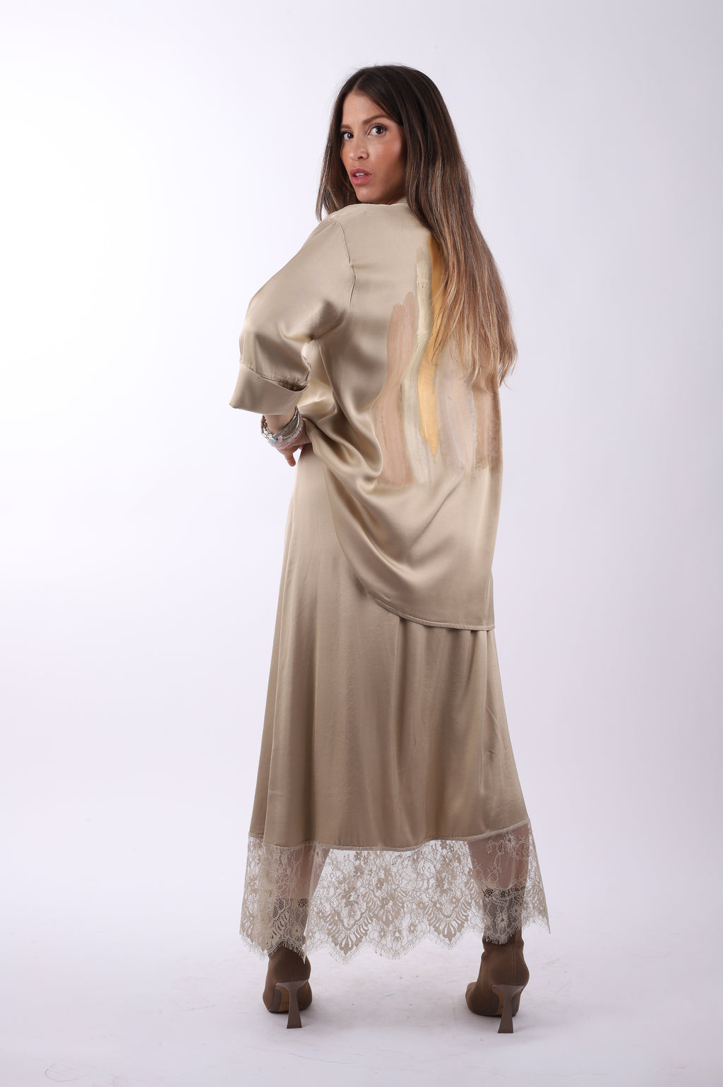 Conjunto lencero camisa "Beige"