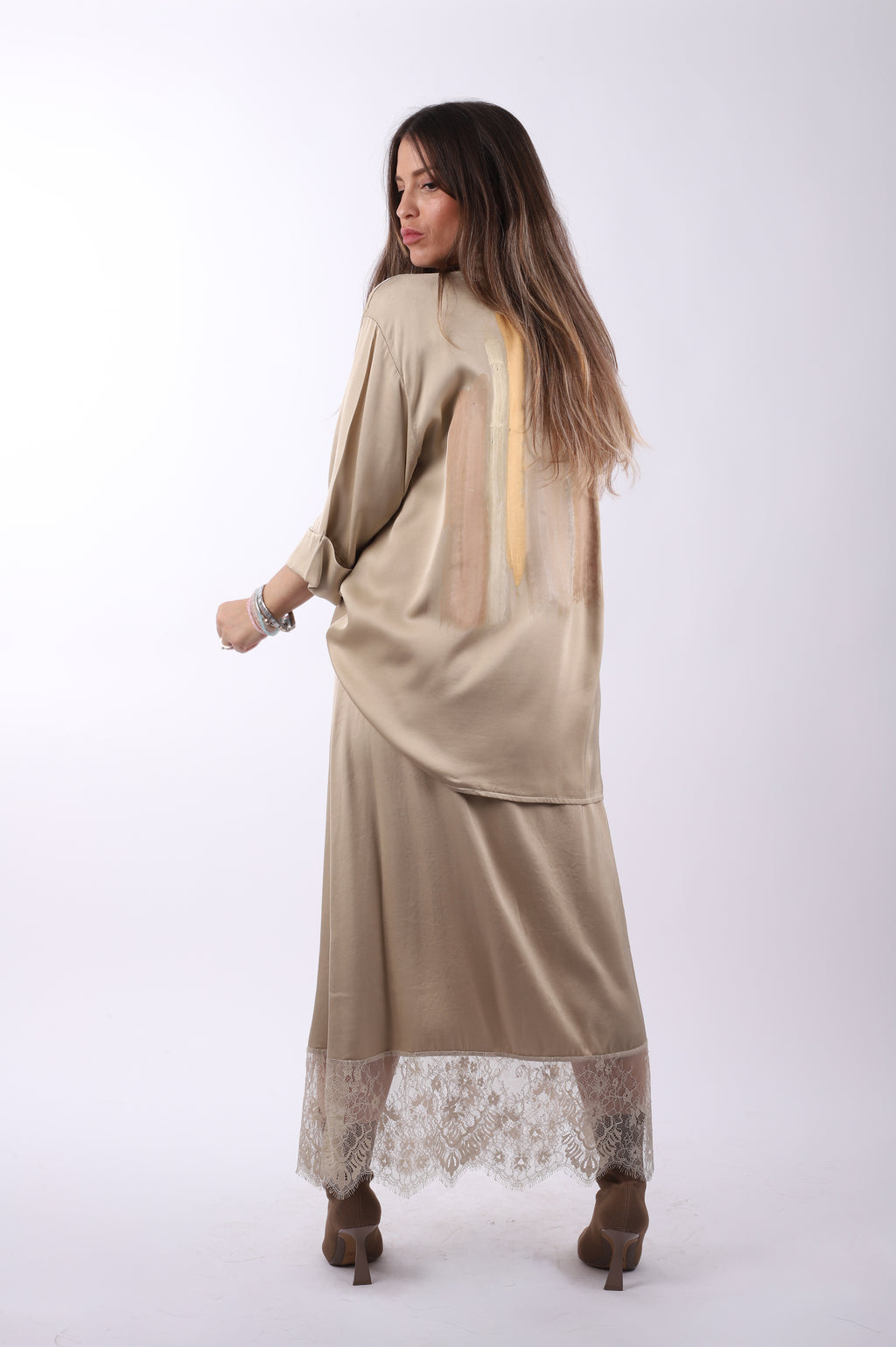 Conjunto lencero camisa "Beige"