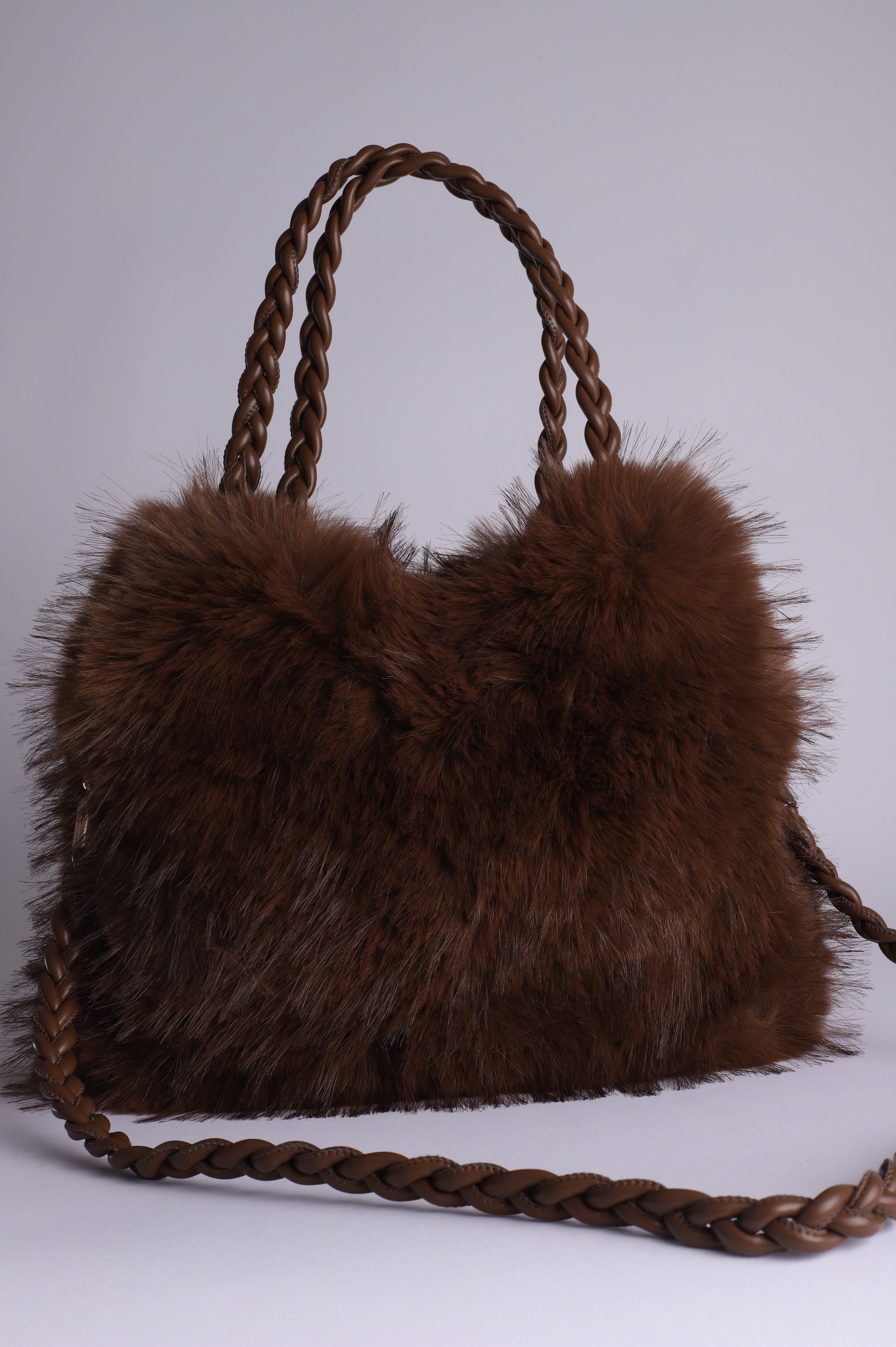 Bolso pelo trenza "Chocolat"