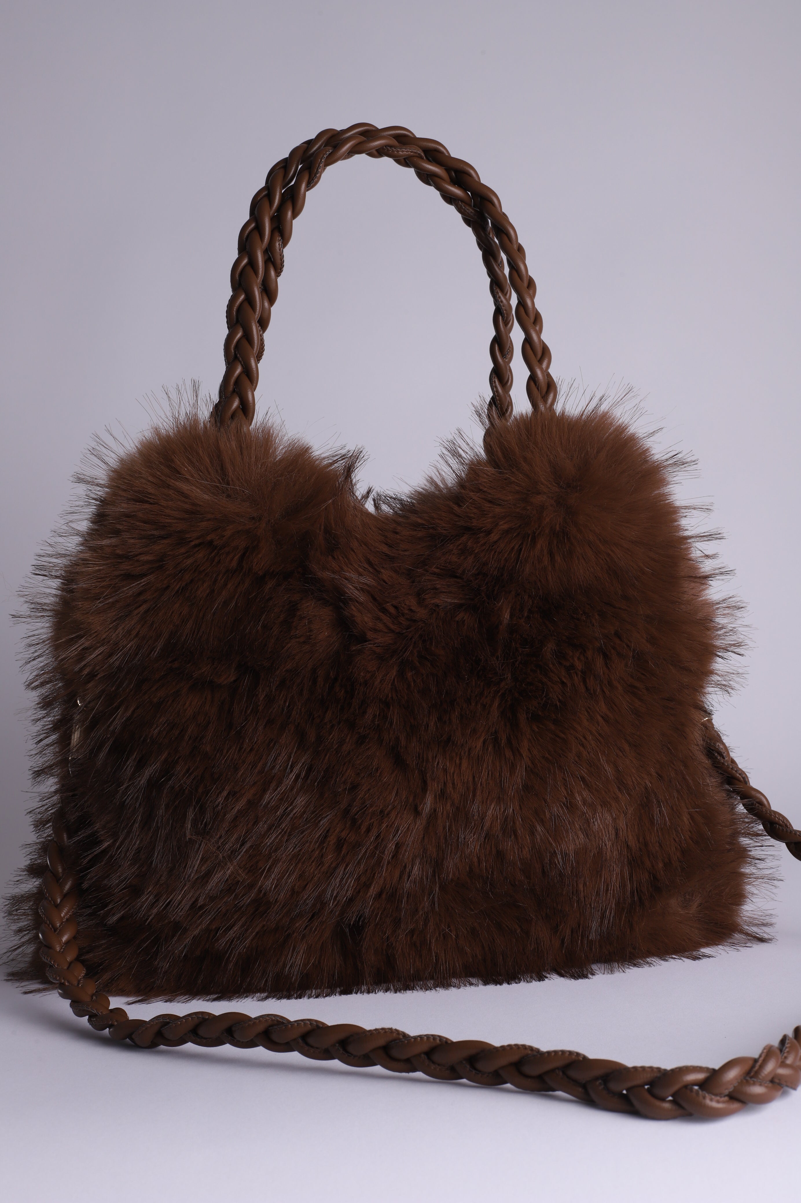 Bolso pelo trenza "Chocolat"