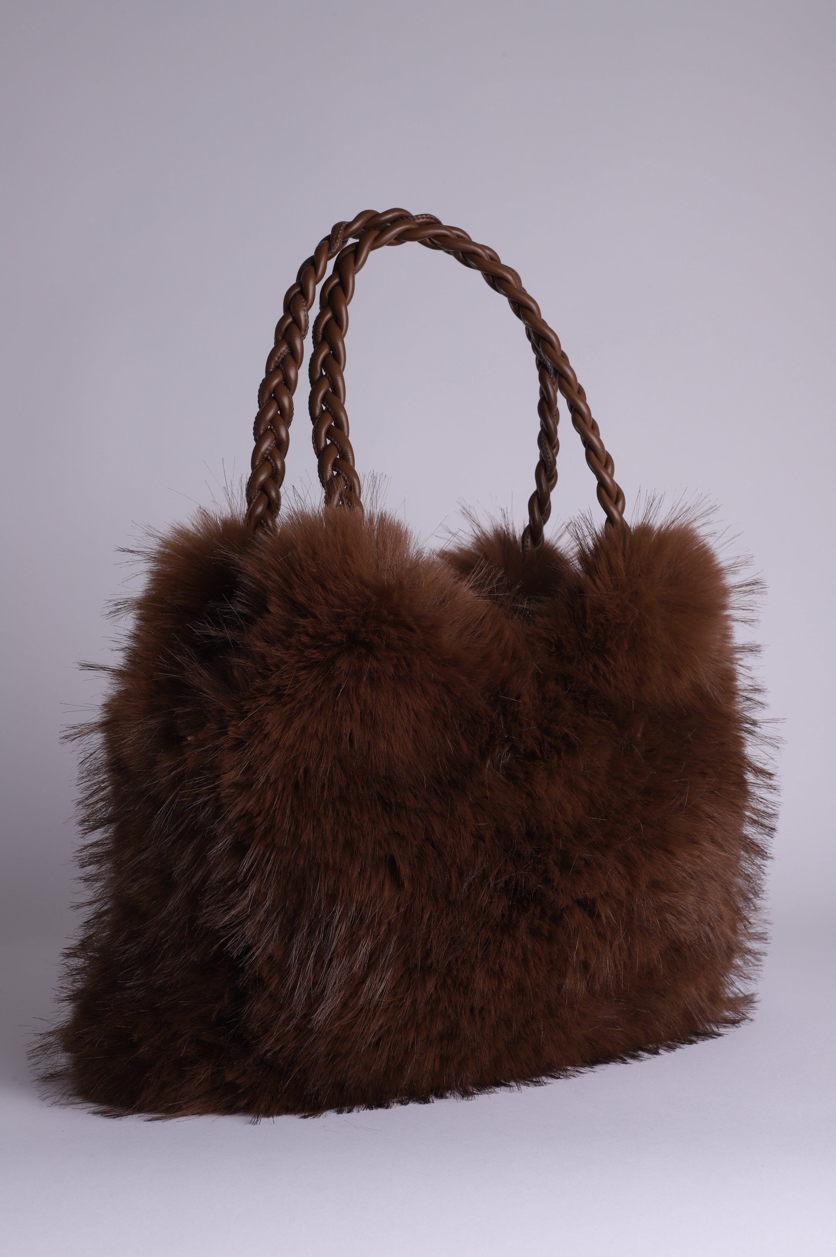 Bolso pelo trenza "Chocolat"