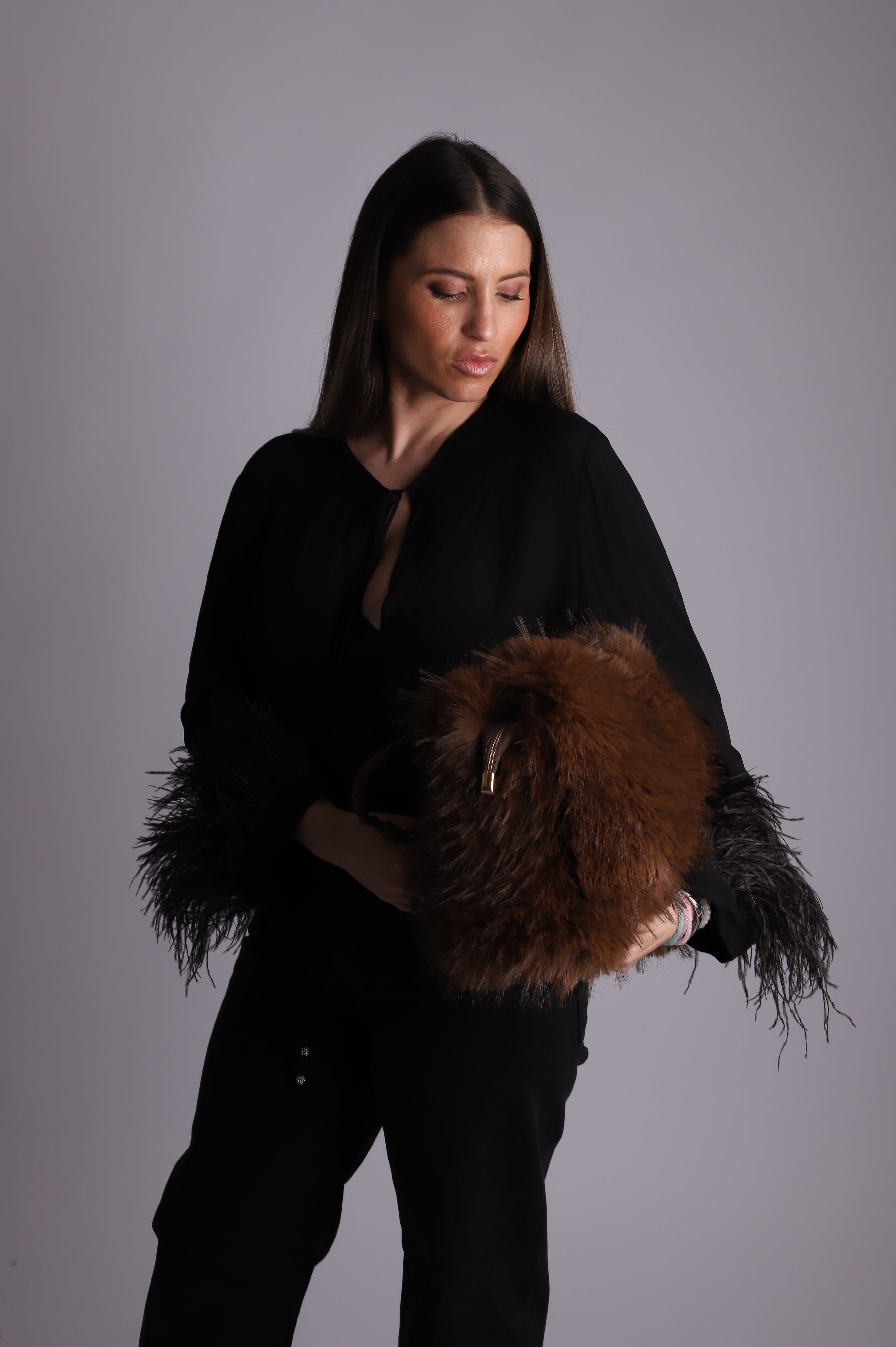 Bolso pelo trenza "Chocolat"