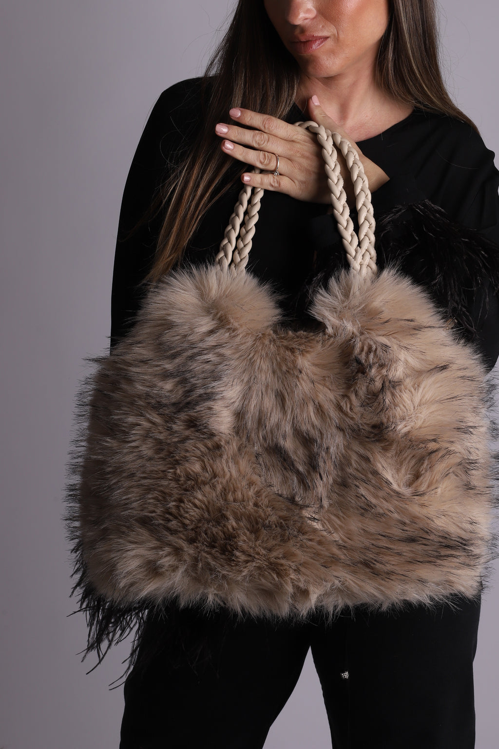 Bolso pelo trenza "White"