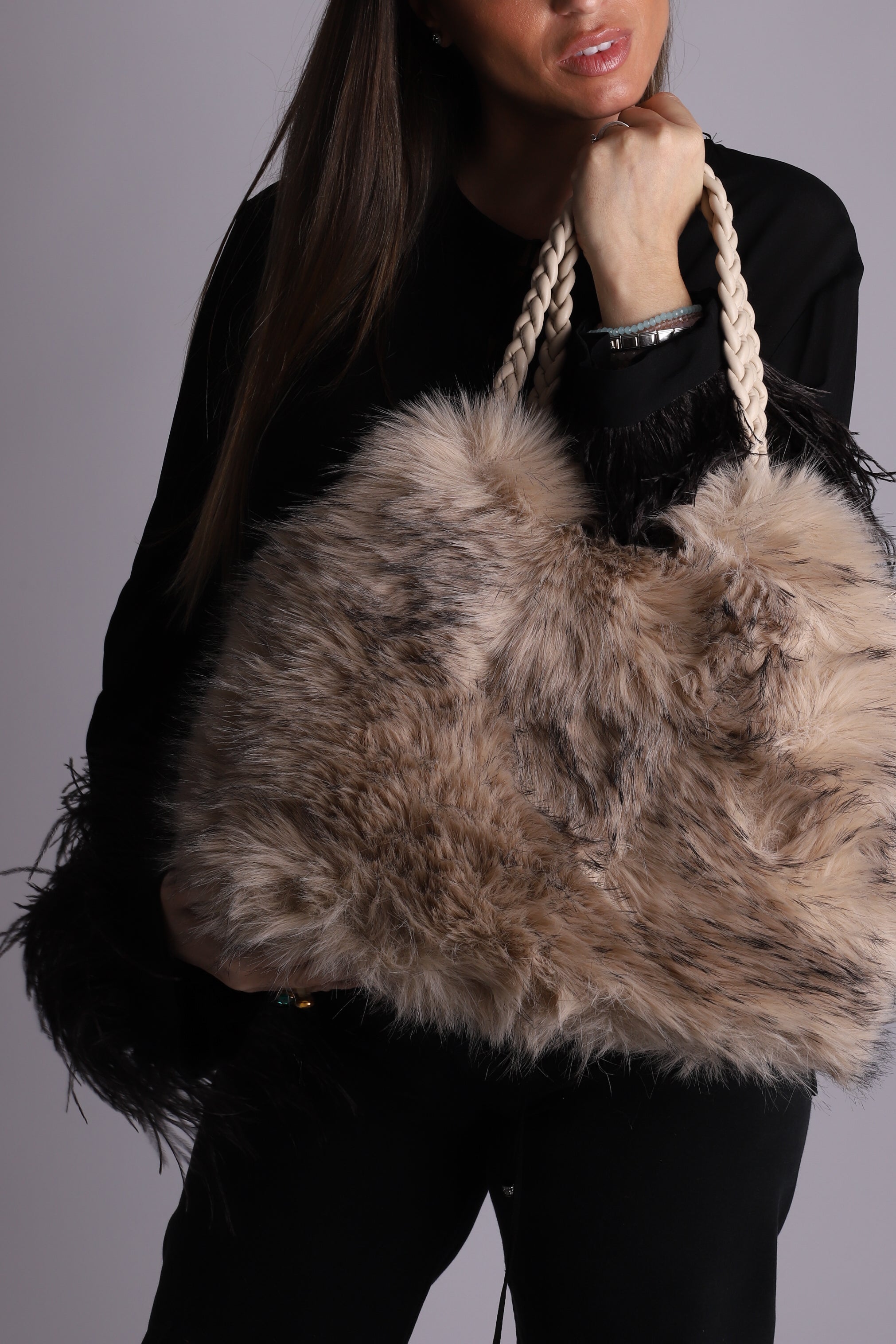 Bolso pelo trenza "White"