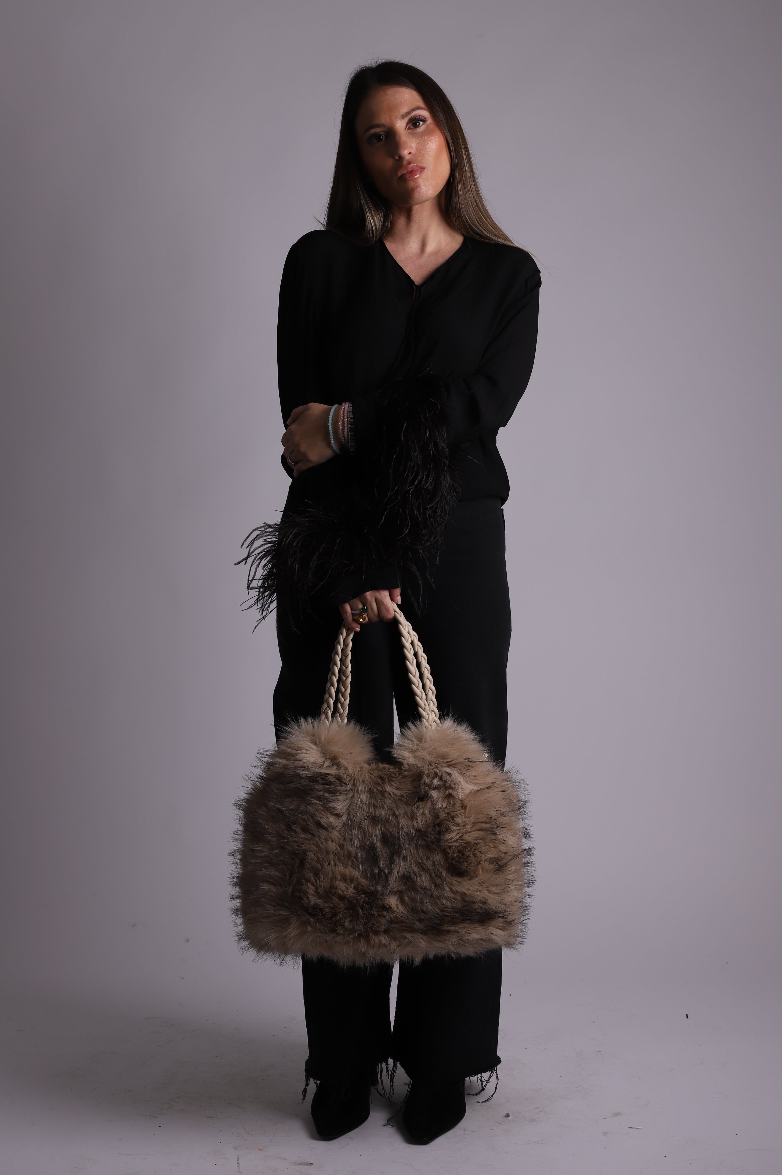 Bolso pelo trenza "White"