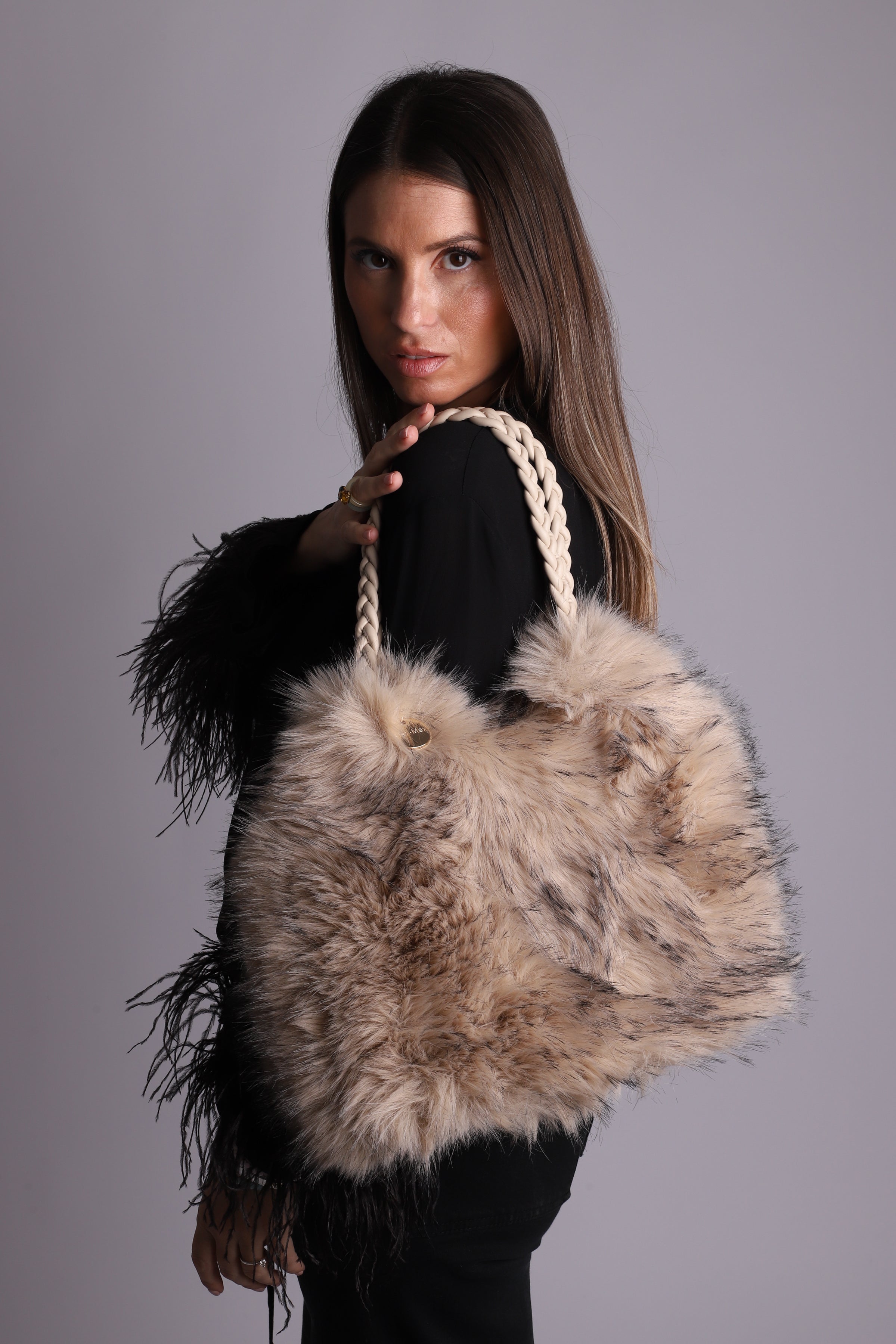 Bolso pelo trenza "White"